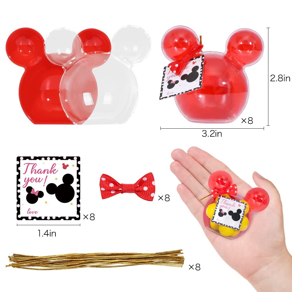 fozi cozi, 8 Pack Cartoon Mouse Birthday Party Supplies Girl-Mouse Party Favors,Ice Cream Bowls Containers,Candy Box, Red