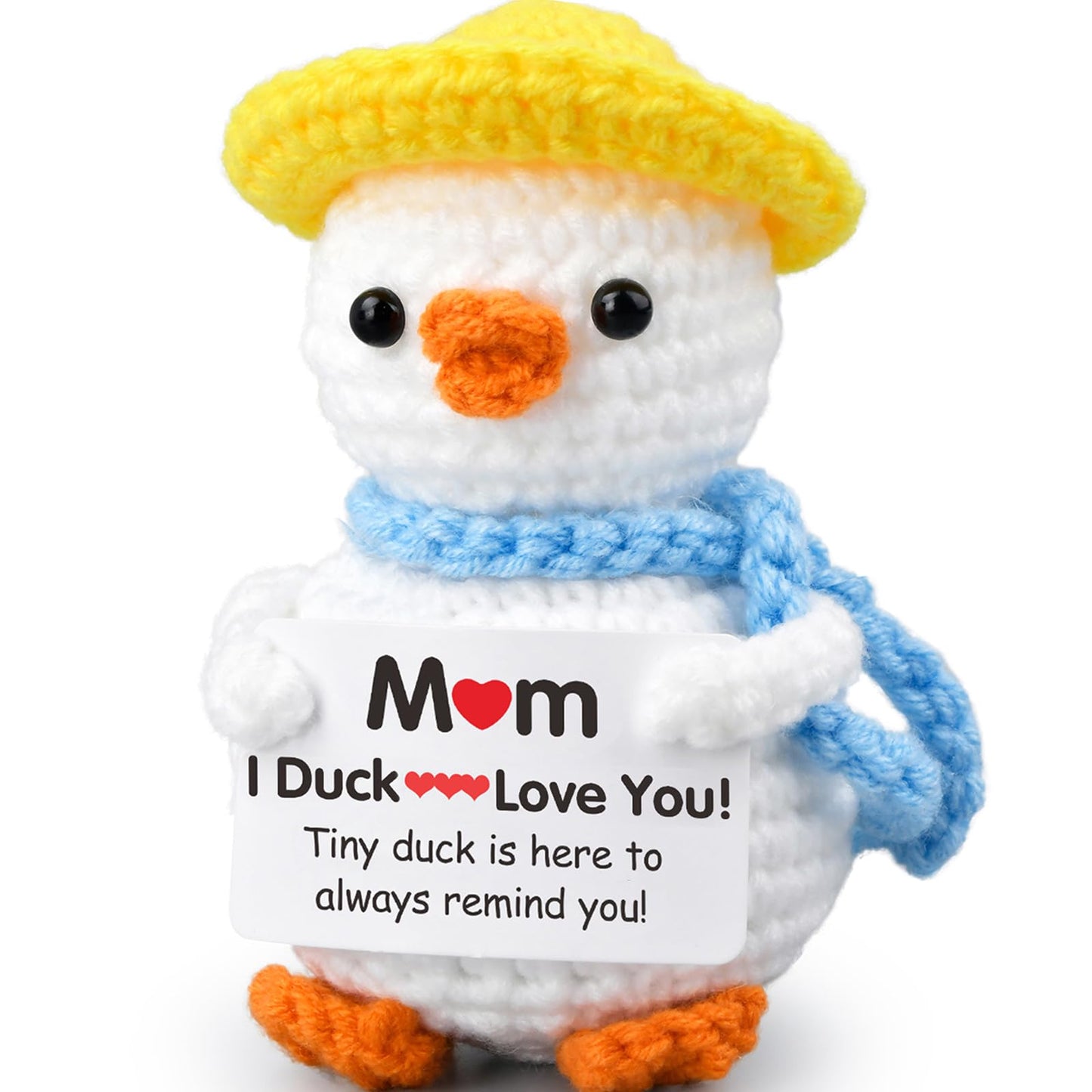 FilmHOO Mothers Day Birthday Gifts for Mom from Daughter Son Stocking Stuffers for Women I Duck Love You Mom Handmade Crochet Funny Cool Cute Small Duck
