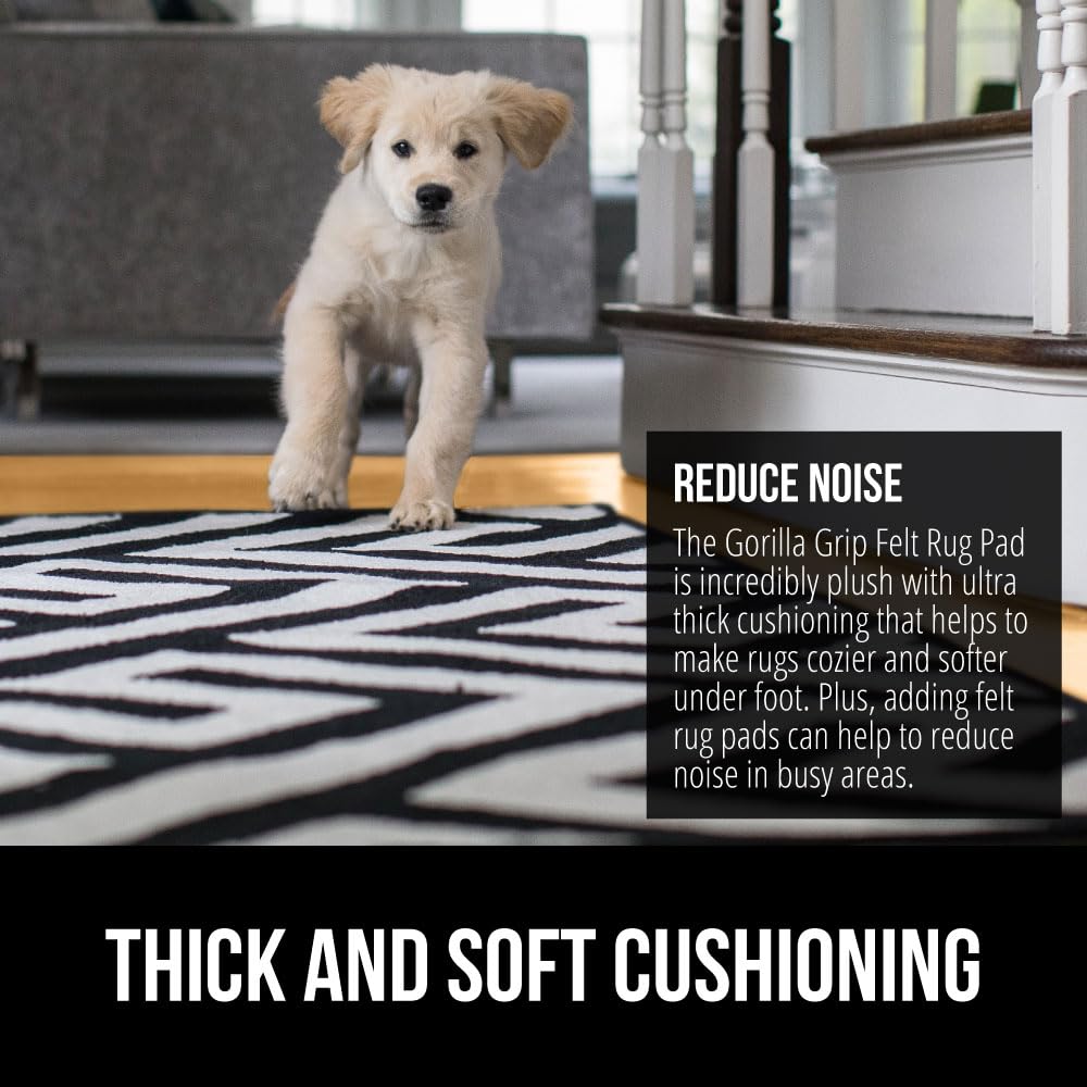 Felt with Rubber Stay in Place Slip Resistant Rug Pad, 1/8 inch Thick, 2x8 FT Protective Padding Under Area Rugs, Cushioned Gripper Pads, Carpet Runners, Hardwood Floors Protection