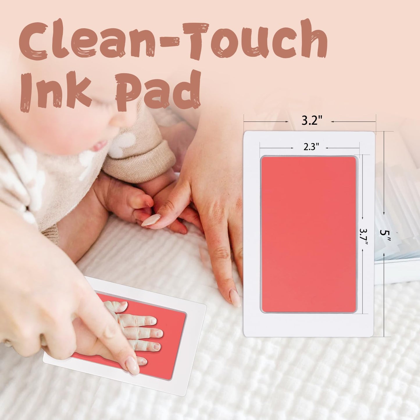 BabyQunt Inkless Baby Hand and Footprint Kit,Clean-Touch Ink Pad Kit,Safe No Mess Printing Infant Hand Foot Stamp,4 Pack Newborn Inkless Print Pads Best Keepsake or Gifts for Family