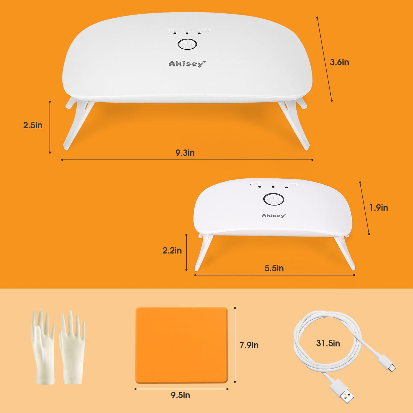 2 Pack UV Light for Resin - Large Size Foldable UV Resin Light & Portable Mini UV Resin Lamp, akisey Resin Kits for Resin Molds Curing, Jewelry Making, DIY Craft, Fast Curing & Timing Function