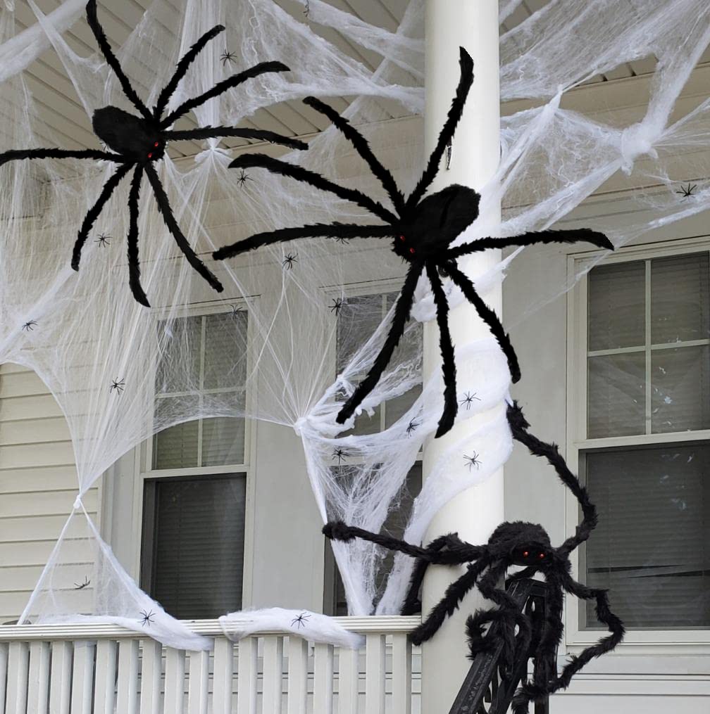 Halloween Giant Spider 4.9 Ft Black Soft Hairy Scary Spider for Halloween Outdoor Yard & Indoor Decoration