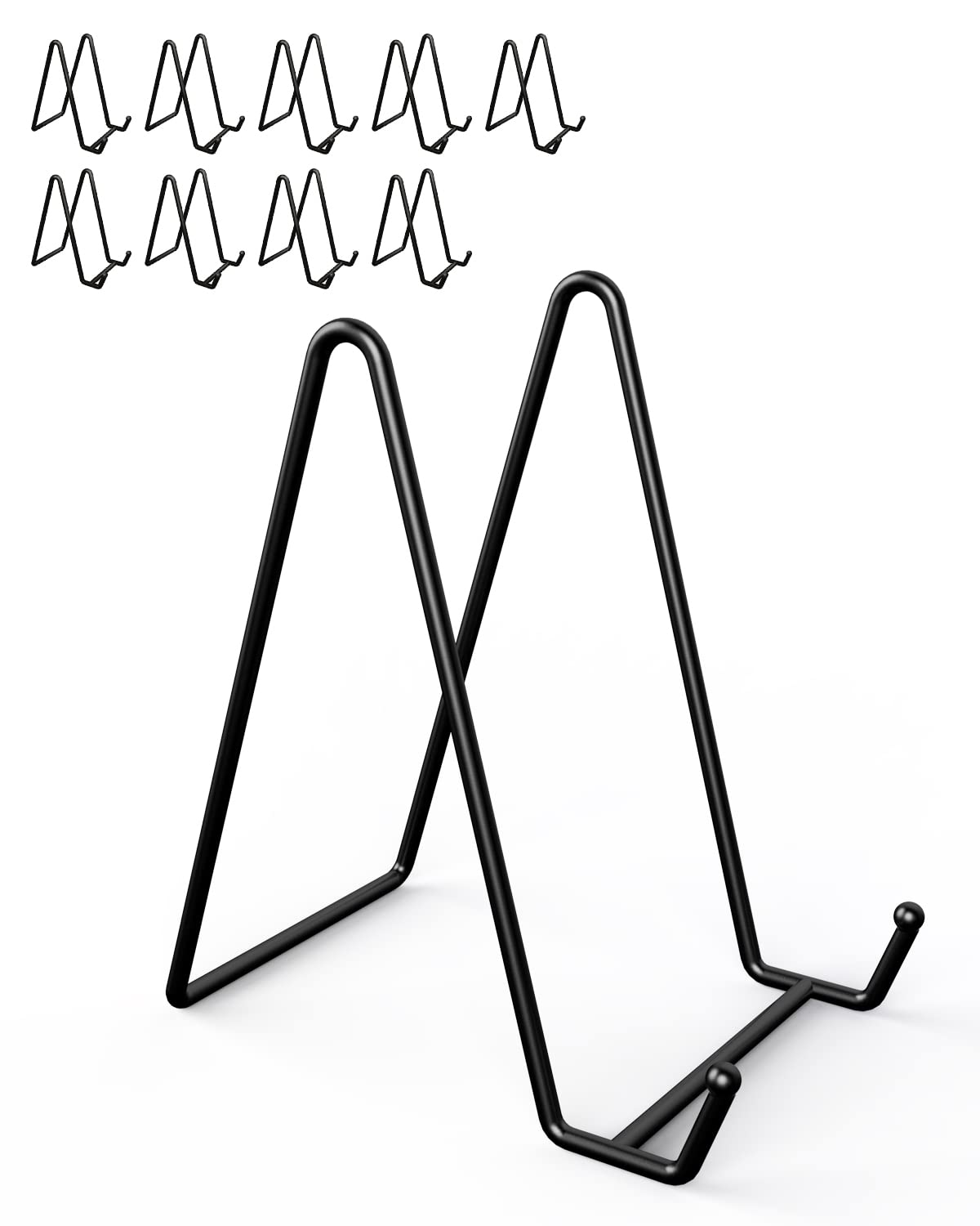 Lzerking 10 Packs Display Stands for Plate, 6 Inches Black Plate Stands for Display, Metal Plate Holder Picture Stand for Picture, Decorative Plate, Book, Photo