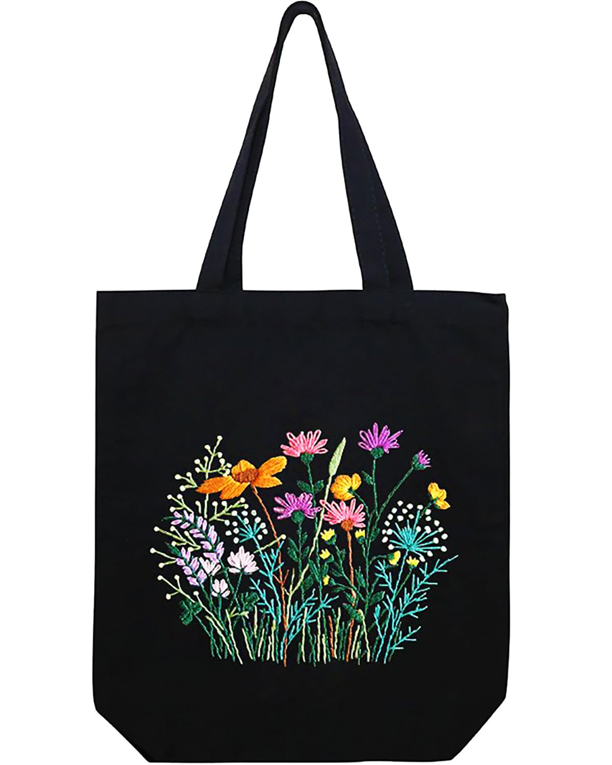 Canvas Tote Bag Embroidery Kit with Pattern, Beginner Embroidery Kits for Adults, Arts and DIY Crafts Embroidery Starter kit, Include Stamped Embroidery Bag, Embroidery Hoops, Color Threads and Tool.