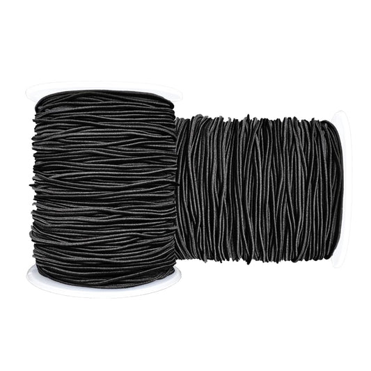 Stretchy String for Bracelets, 2 Rolls 1 mm Sturdy Elastic String Elastic Cord for Jewelry Making, Necklaces, Beading (Black)