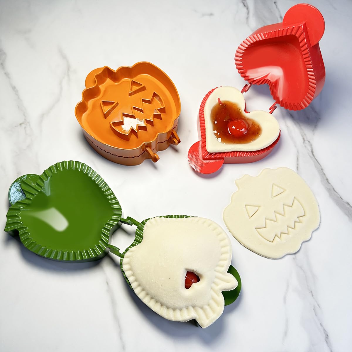 Dough Presser Pocket Pie Molds, Party Potluck Hand Pie Molds, Hand Pie Molds, Apple, Pumpkin And Acorn Shapes 3-Piece (Halloween Set)