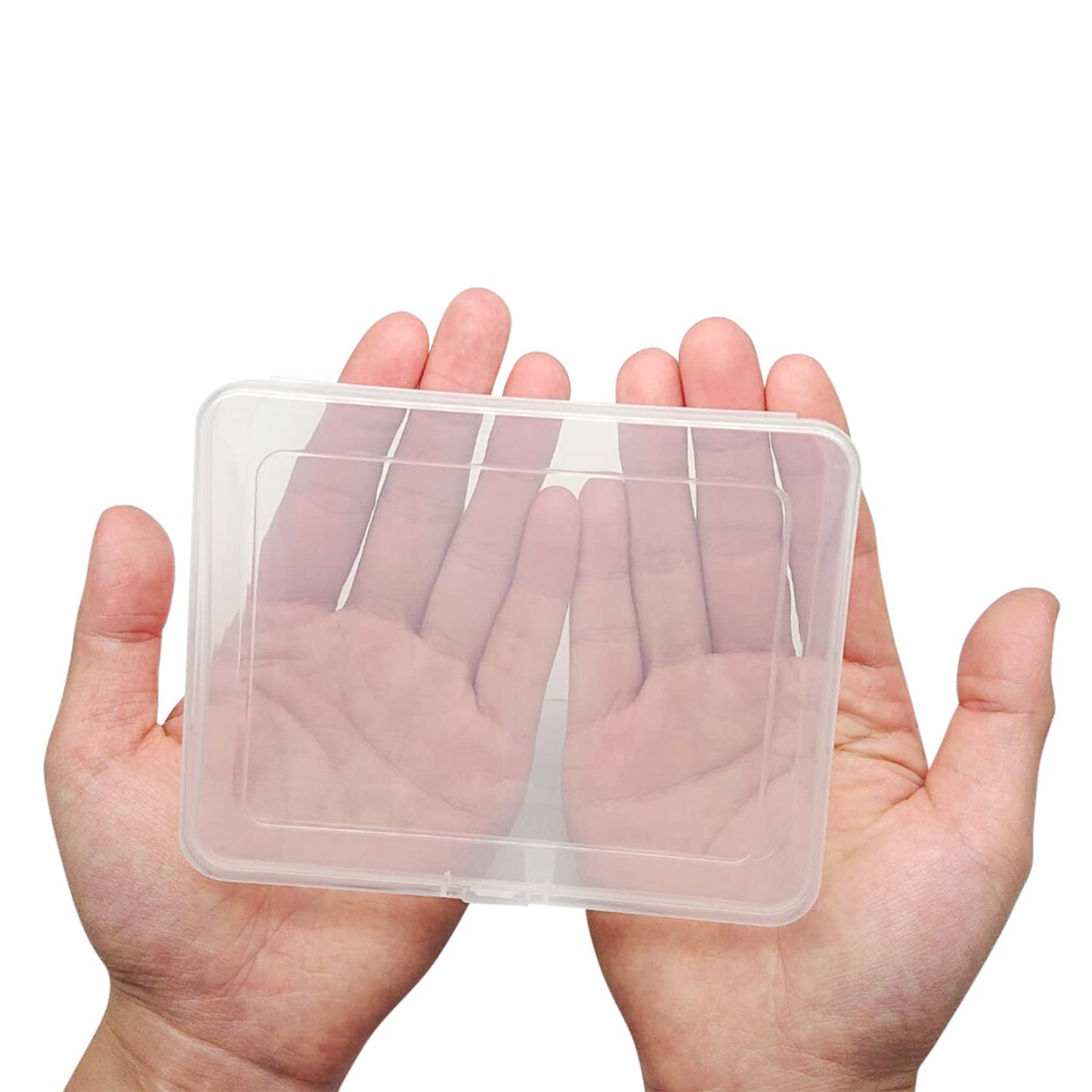 12 Pcs Mini Plastic Storage Containers Box with Lid, 5x4x1.3 Inches Clear Rectangle Box for Collecting Small Items, Beads, Game Pieces, Business Cards, Crafts Accessories