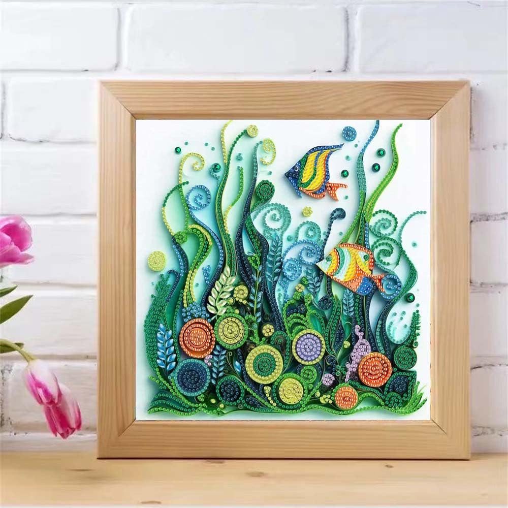 ZQEATRY Fish Seaweed Diamond Art Kits for Adults,DIY Specail Shape Diamond Painting Kit for Adult Beginners,5D Diamond Painting Gem Art Home Wall Decor 12 x 12inch