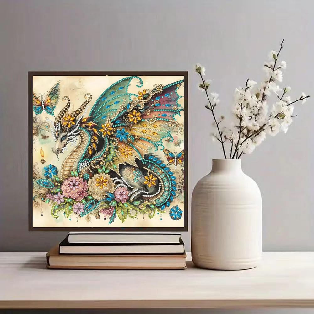 ZQEATRY Dragon Special Shape Diamond Art Kits for Adults,5D Diamond Painting Kits for Beginner,DIY Diamond Crystal Rhinestones Gem Art Kits for Home Wall Decor 11.8 X 11.8inch