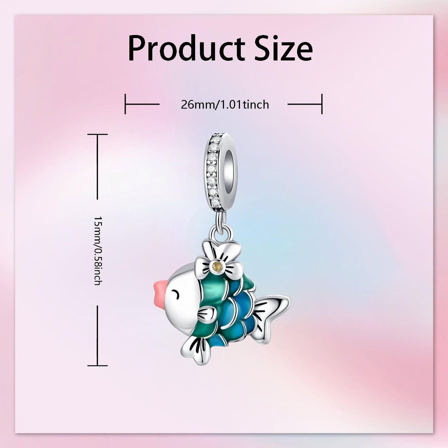 Alstade Cute Fish Charm 925 Sterling Silver Charms fits Bracelets and Necklace Pendant Bead Charms Jewelry Present for Women Family Friends