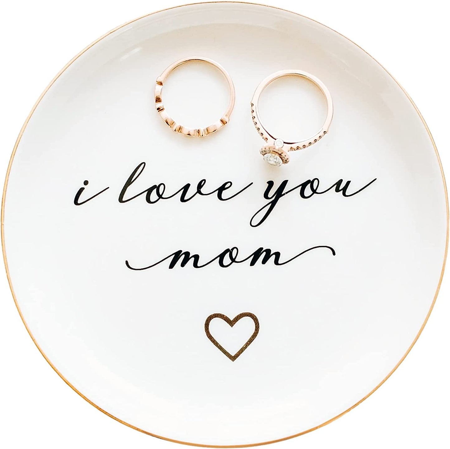 PUDDING CABIN Mom Gifts: I Love You Ring Dish for Mom's Birthday, Valentines, Christmas & Wedding