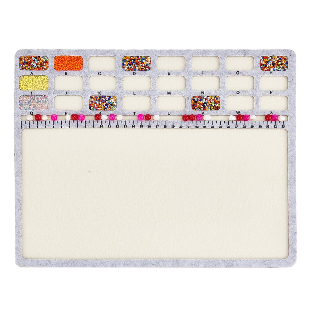 Large Rectangle Felt Beading Mat, Felt Bead Design Boards with Centimeter Alphabetic Scale Beads Tray Bead Pads for Art Crafts Jewelry Making Beading Supplies, 14.4x11inch