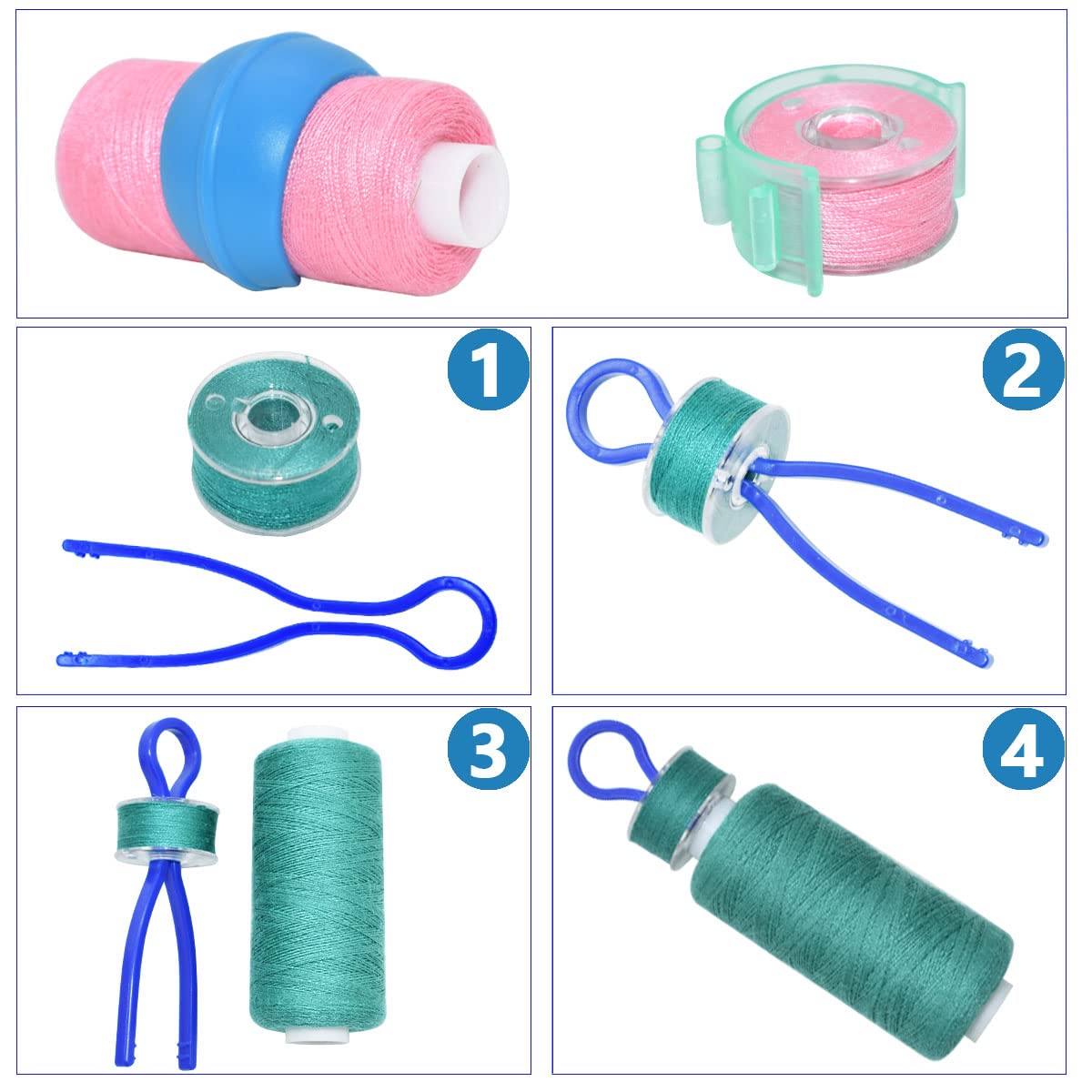 142 Pcs Bobbin Thread Organizing Clips, 70 Bobbin Holder Clips Color Thread Clips Holder, 32 Silicone Holder Bobbin Holders, 40 Bobbin Thread Holders for Quilting Sewing Machine Spool Organizing