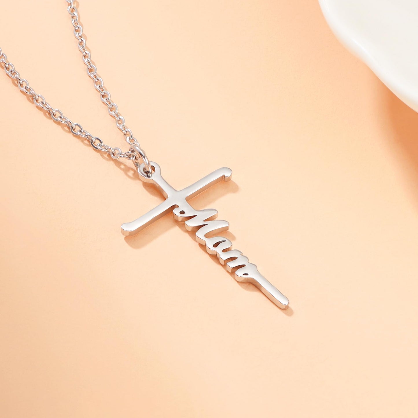 Lcherry Mom Cross Necklace for Women - Birthday Gifts for Mom, Religious Christian Jewelry Mother's Day Gifts for Women