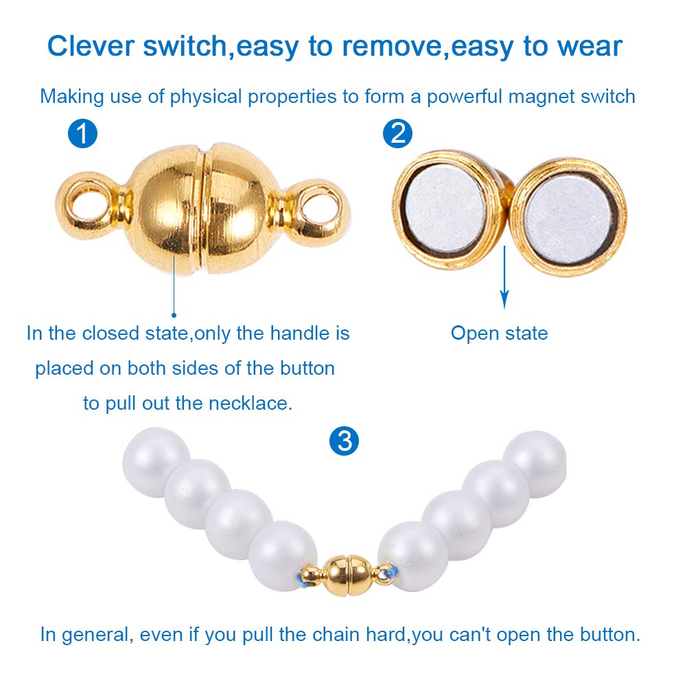 PH PandaHall 100 Sets Brass Magnetic Clasps Mixed Color Round Magnet Converter Jewelry Clasps Buckle Ball for Bracelet Necklace Jewelry DIY Making