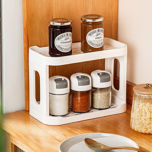 2-Tier Desk Organizers & Dispensers，Mail Holder for Office Desk Organization，Kitchen Spice Rack or Bathroom Countertop Organizer, Gift for Teachers, Classmates, and Friends,White