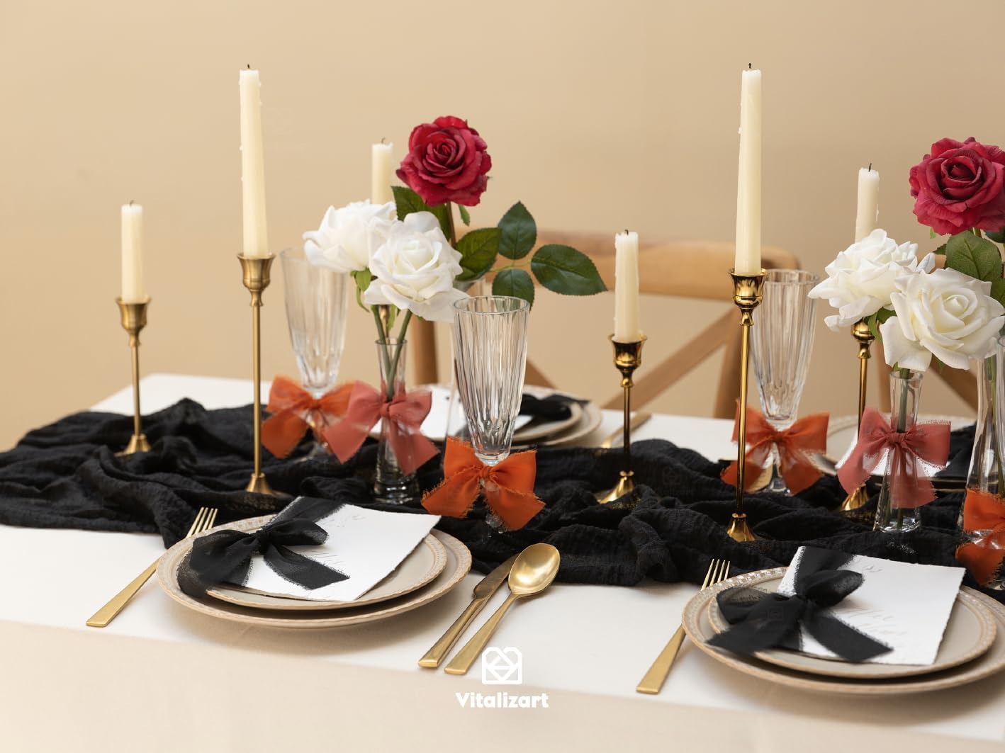 Vitalizart Terracotta Handmade Chiffon Silk Ribbon Fringe 3 Rolls 1.5" x 21 Yd Frayed Edges Ribbons for Wedding Invitations Bridal Bouquets Gifts Wrapping Crafts Holiday Decor