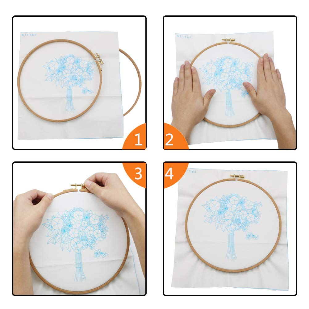 2 Pack 5 Inch Embroidery Hoop, Guofa 13CM Beech Wood Cross Stitch Hoops, Hanging Embroidery Frame Hoop for Decoration