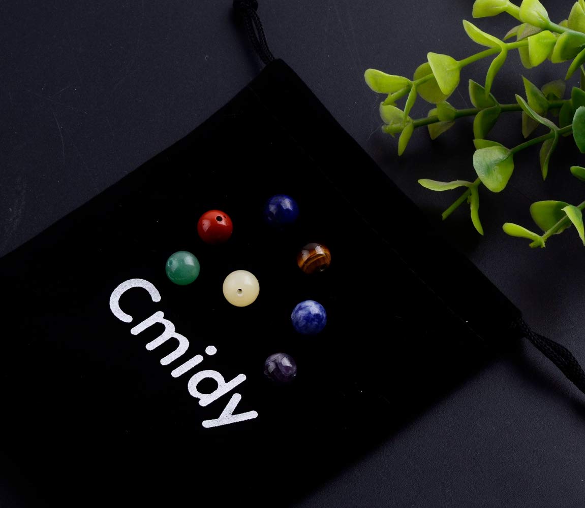 7 Chakra Natural Stone Beads Mixed 100pcs 8mm Round Genuine Real Stone Beading Loose Gemstone Amethyse Color DIY Smooth Beads for Bracelet Necklace Earrings Jewelry Making