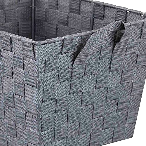 Home Basics Non-Woven Strap Handle Bin, Storage Basket Organizer, (Grey, Medium)