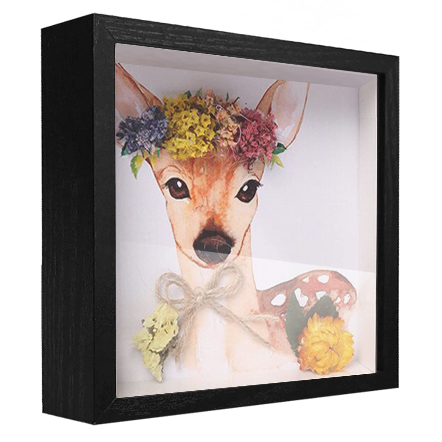 8x8 Shadow Box Frame Display Case, Wood with Plexiglass, Display Case Box for Memorabilia, Medal, Crafts,Tickets and Photos, Picture Frame for Wall and Tabletop (Black, 8x8)