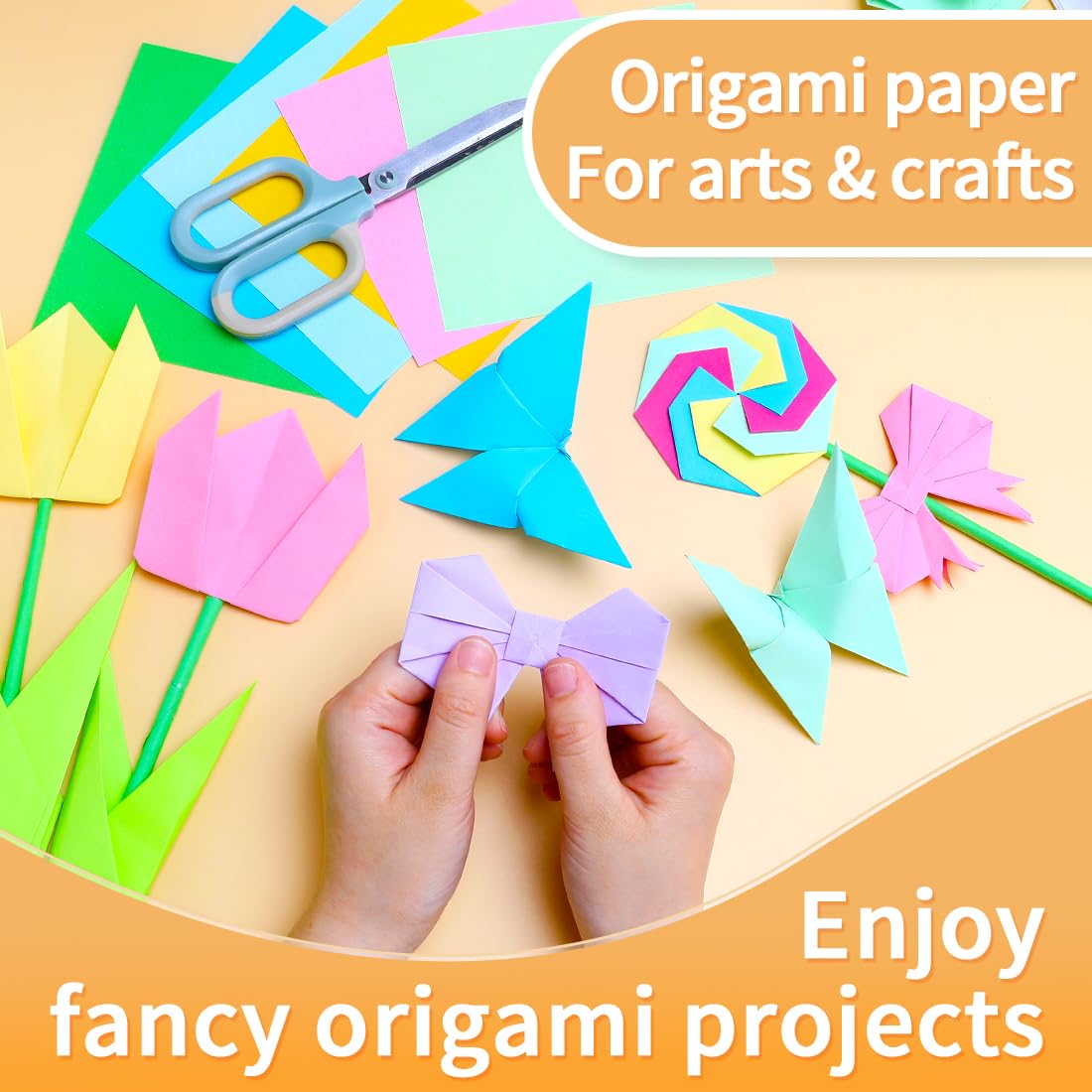 Praisebank Origami Paper, 220pcs 17 Colors 6x6 inch, Double Sided, Craft Kit with Guide.