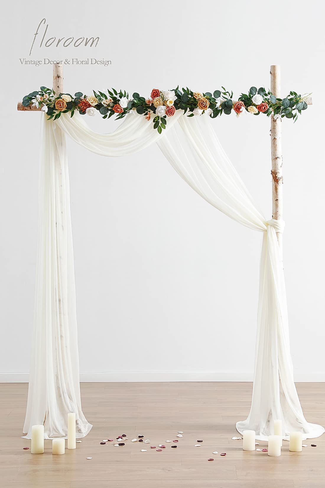 Wedding Arch Draping Fabric 2 Panels 20Ft Ivory Chiffon Fabric Drapes Arbor Drapery Wedding Ceremony Reception Swag Decorations