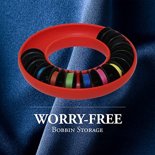 BobbinSaver Sewing Machine Bobbin Organizer - Holds 20+ Bobbins - Red