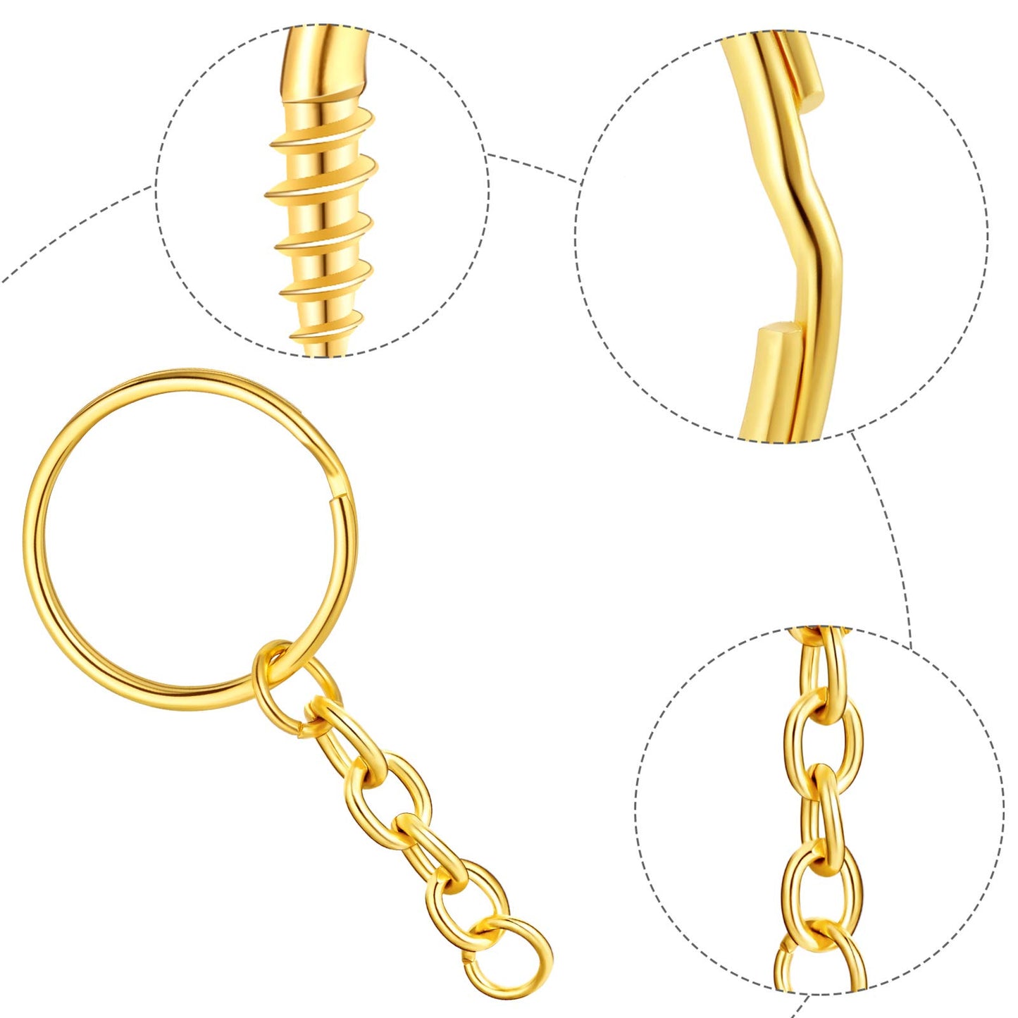 Hotop 360 Pcs Keychain Bulk Key Chain Making Kit Including 90 Keychain Rings with Chain and Open Jump Rings Connectors 180 Small Screw Eye Pins Hooks for Crafts DIY Jewelry Making(25 mm,Mixed Color)
