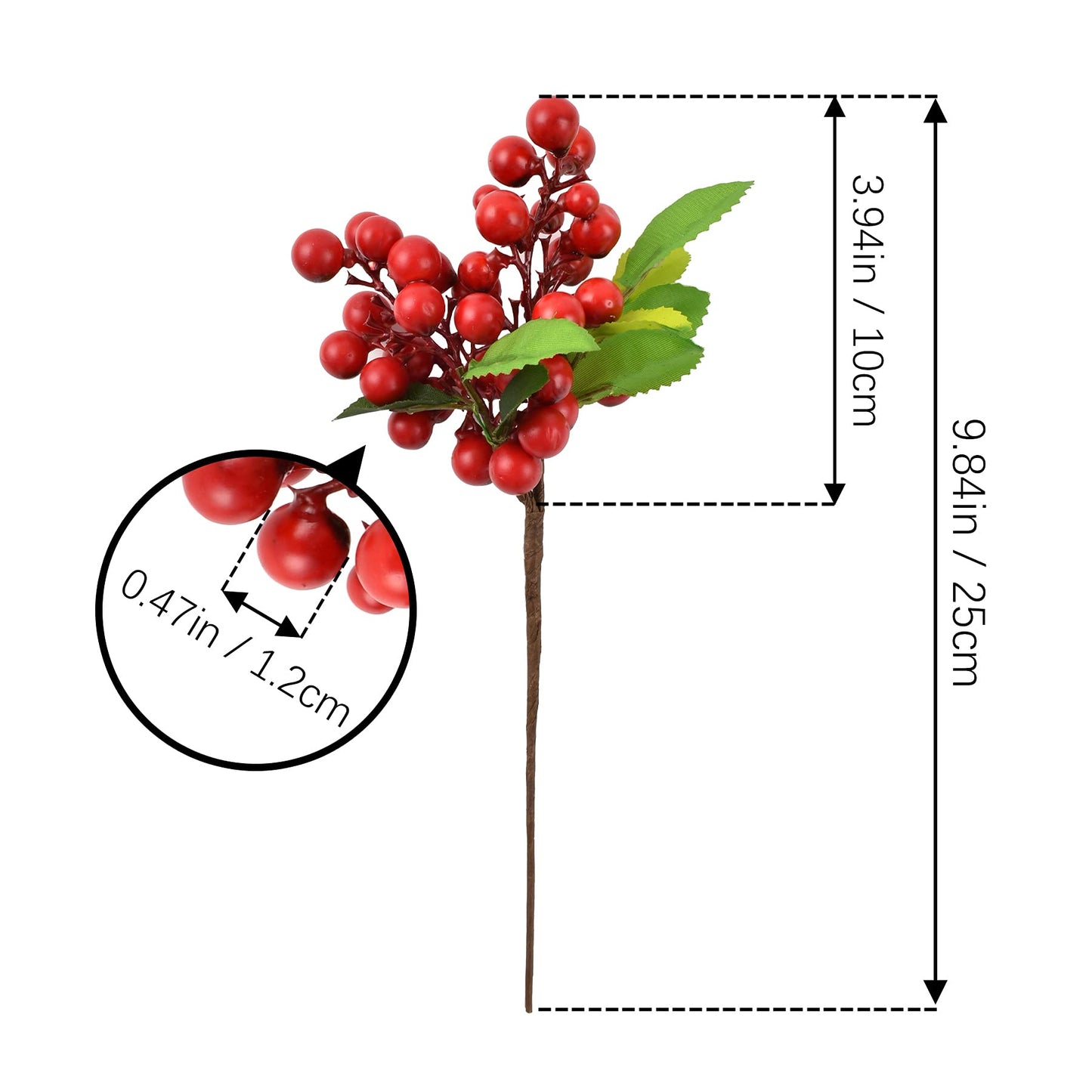 HUIANER 4 Pcs Artificial Red Berries, Christmas Fake Flowers Lifelike Redberry Stems Faux Fruit for Valentine's Day Wedding Home Kitchen Party Crafts Decoration(Red)