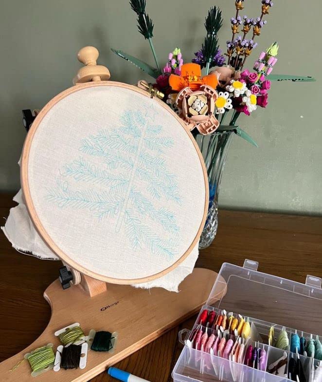 Nurge Adjustable Embroidery Table Stand, Cross Stitch Hoop Stand, Embroidery Hoop Holder. Hand Polished Natural Wood (190-4 Embroidery Stand)