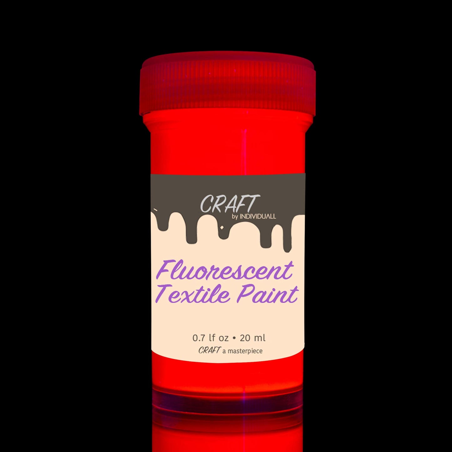 individuall Craft Textile & Fabric UV Paint - Set of 8 Fabric Neon Black Light Paints - Fluorescent Clothing Colors – Vibrant Glowing Paints - 8 x 20 ml / 0.7 fl oz