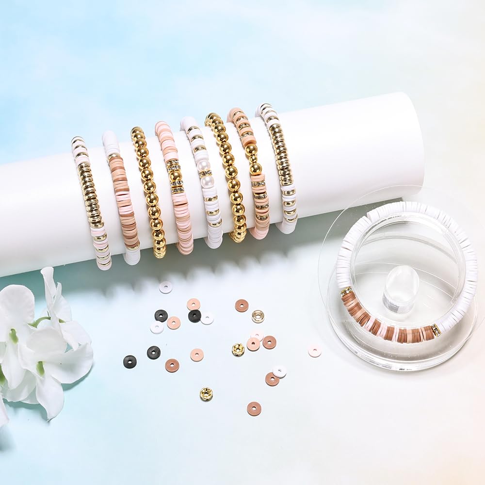 LFLIUN Bracelet Making Kit Friendship Gold Beads Clay Beads Jewelry&Bracelet Making Kit Charm Bracelet Maker Set with Letter Beaded Kit Birthday Gift (Multicolour6)