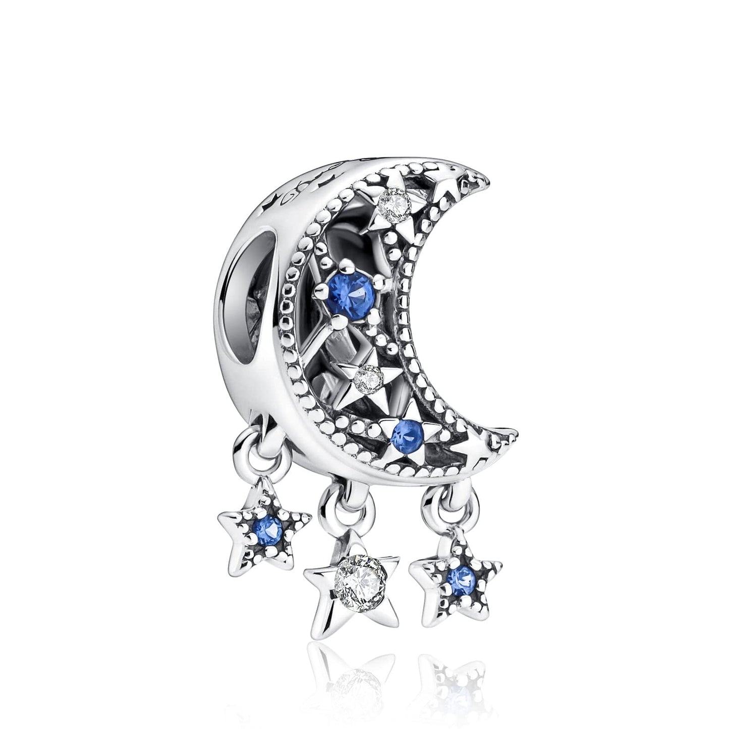 Alstade Moon and Star Charm 925 Sterling Silver Charms fits Bracelets and Necklace Pendant Bead Charms Jewelry Present for Women Family Friends