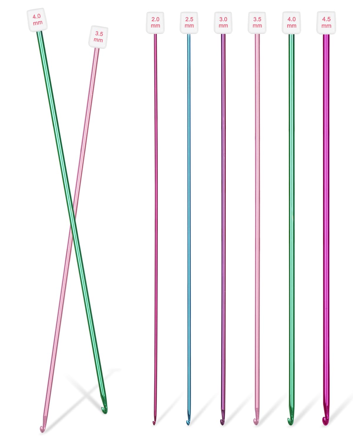 Katech 6 Sizes Tunisian Crochet Hooks Set-Long Afghan Tunisian Crochet Hooks-Beginners Crochet Hook Set Aluminum Crochet Needles for Crocheting Knitting Crochet Supplies (Stitches Won't Slip Off)