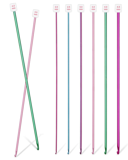 Katech 6 Sizes Tunisian Crochet Hooks Set-Long Afghan Tunisian Crochet Hooks-Beginners Crochet Hook Set Aluminum Crochet Needles for Crocheting Knitting Crochet Supplies (Stitches Won't Slip Off)