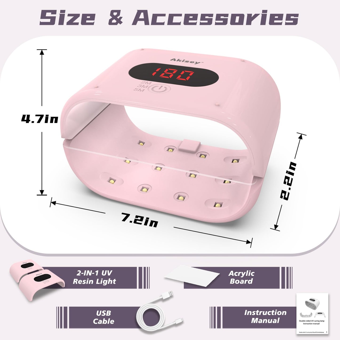 UV Light for Resin - Two-Sided, 36W, Adjustable Time Setting(2m, 3m, 5m), Fast Curing UV Lamp for Molds DIY Craft Decor Jewelry Making