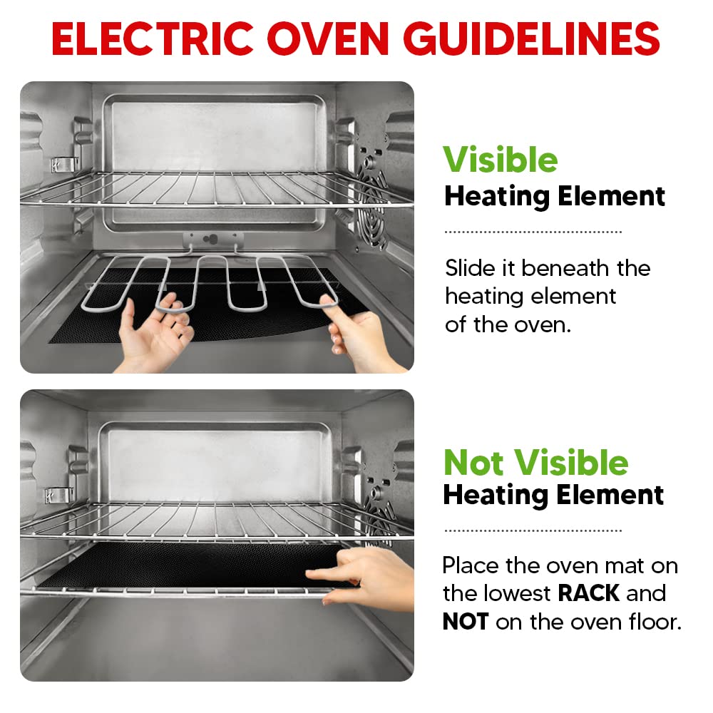 Oven Liners for Bottom of Oven - Thick Heavy Duty 17” x 25” 2 Pack Non-Stick Reusable Mats - BPA & PFOA Free Protector for Electric, Gas, Microwave & BBQ Grill Liner - Easy Clean & Heat Resistant
