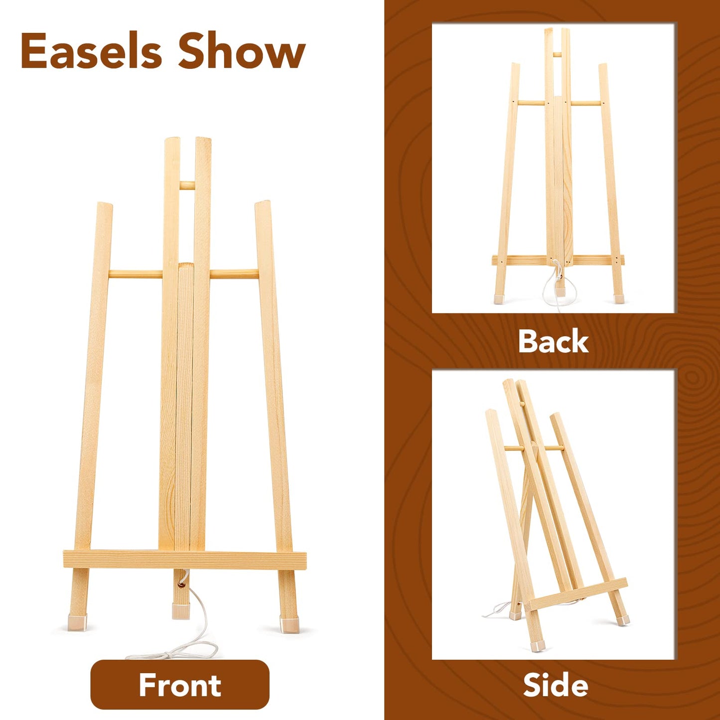 3 Pack 15 Inch Wood Easels, Easel Stand for Painting Canvases, Art, and Crafts, Tripod, Painting Party Easel, Kids Student Tabletop Easels for Painting, Portable Canvas Photo Picture Sign Holder