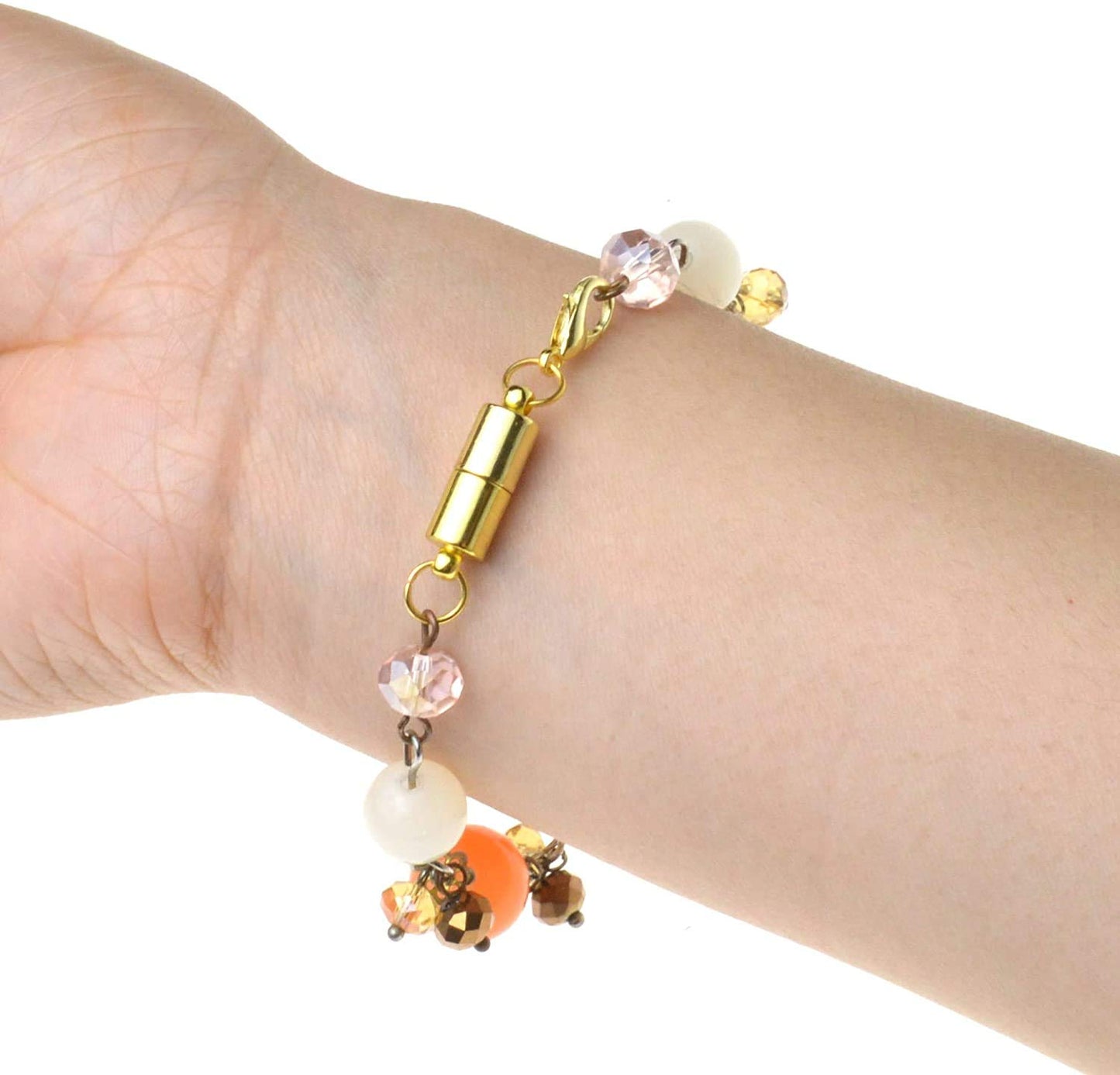 Aiskaer 16 Pcs Magnetic Lobster Clasps for Jewelry Necklace Bracelet, Rhinestone Ball and Cylindrical + Ball Tone Lobster Clasp