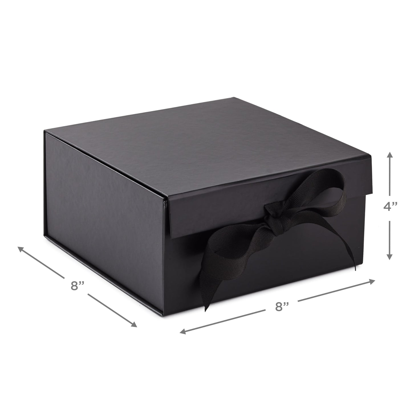 Medium Gift Boxes with Bow and Shredded Paper Fill, Pack of 2 (Black 8 inch Box) for Weddings, Graduations, Birthdays, Father's Day, Groomsmen Gifts, All Occasion