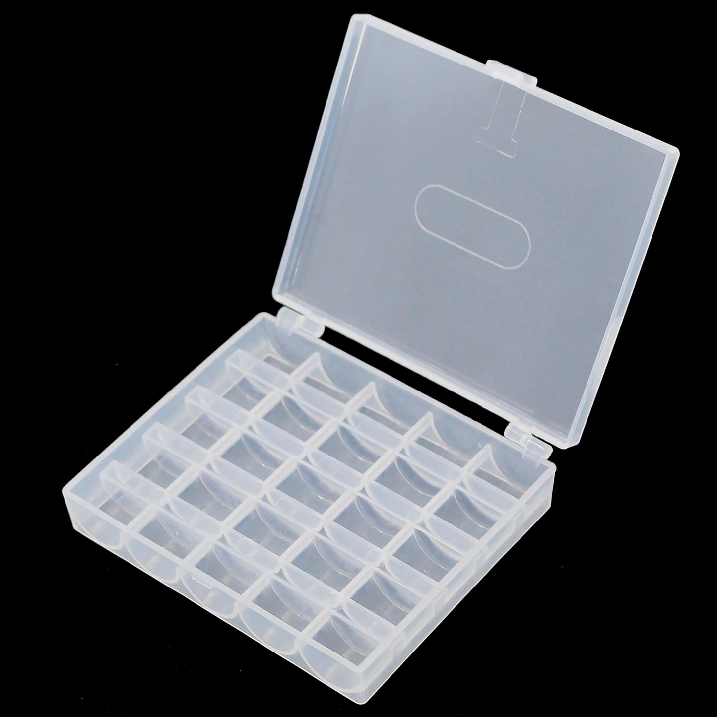 Bobbin Box, Bobbin Organizer Plastic Case, Transparent 25 Slots Empty Bobbins Spools Box, Sewing Craft Plastic Case Storage Box for Sewing Machine (1Pcs Box)