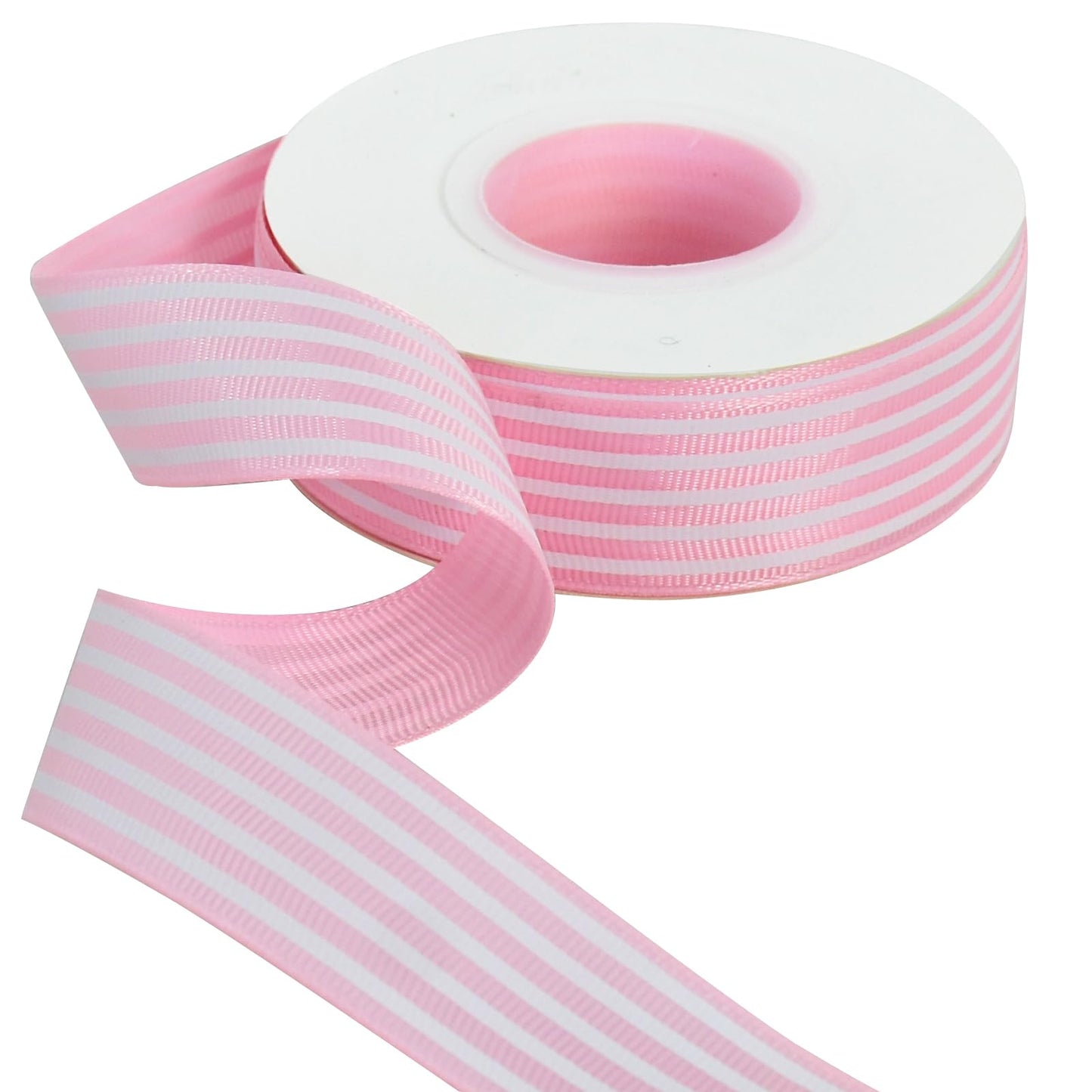 Pink White Striped Ribbon 1 Inch Wide Fabric Grosgrain Ribbons 25 Yards Roll for Gift Wrapping Valentine's Day DIY Hair Accessories Crafts Party Holiday Wedding Christmas Birthday Decoration