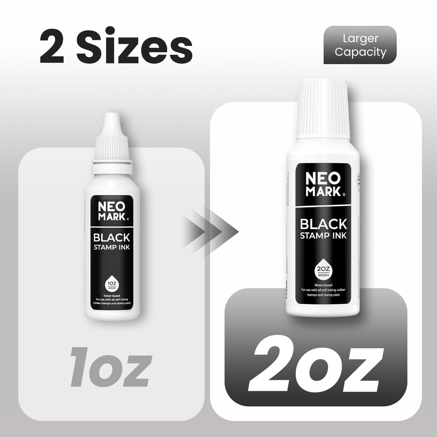 NEO MARK Premium Stamp Ink, Quick-Drying & AP-Certified Non-Toxic Refill Ink for Self-Inking Stamps, Date Stamps and Stamp Pads (Black, 2oz)