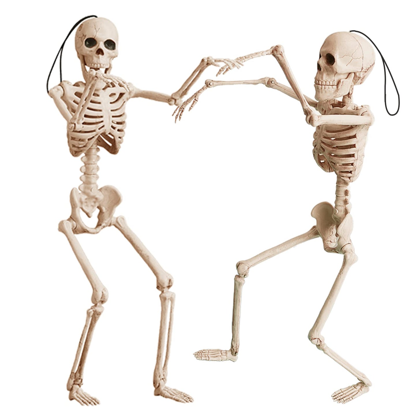 16" Small Skeleton Halloween Decor: Posable Hanging Halloween Skeleton Decorations Mini - Poseable Joints Skeleton Plastic Full Body for Indoor Outdoor, 2 Packs