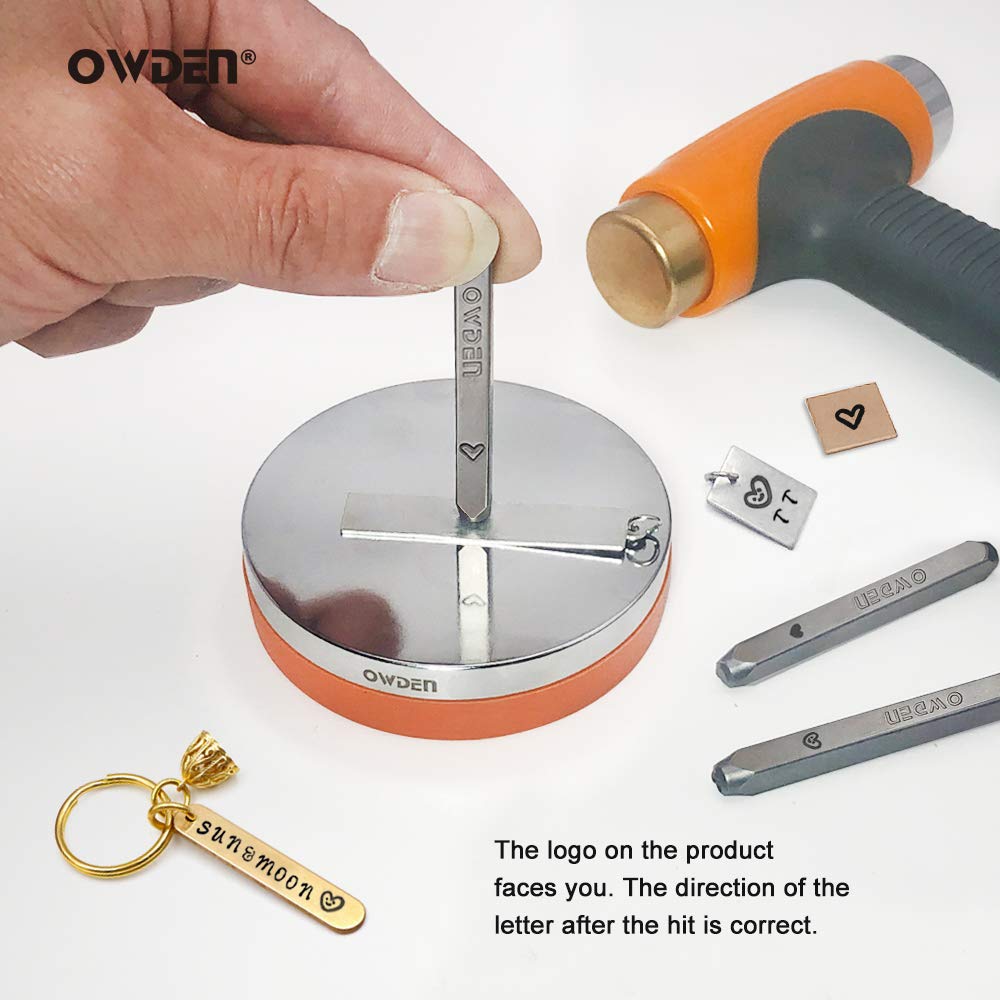 OWDEN Jewelry metal stamps set,6pcs Heart (Love) metal design stamps，6 styles Steel stamp heart punch,metal love stmaps for jewelry working,Metal blank bangle stamps