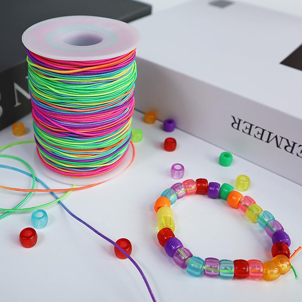Ewparts 1mm 109 Yard Stretchy Bracelet String Elastic String for Bracelets Sturdy Rainbow Elastic String Elastic Cord for Jewelry Making, Bracelet Making,Necklaces, Beading and Crafts, 1.0mm