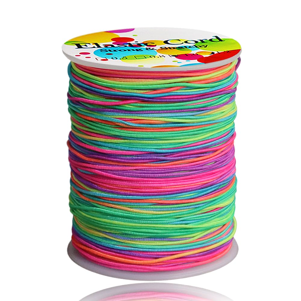 Ewparts 1mm 109 Yard Stretchy Bracelet String Elastic String for Bracelets Sturdy Rainbow Elastic String Elastic Cord for Jewelry Making, Bracelet Making,Necklaces, Beading and Crafts, 1.0mm