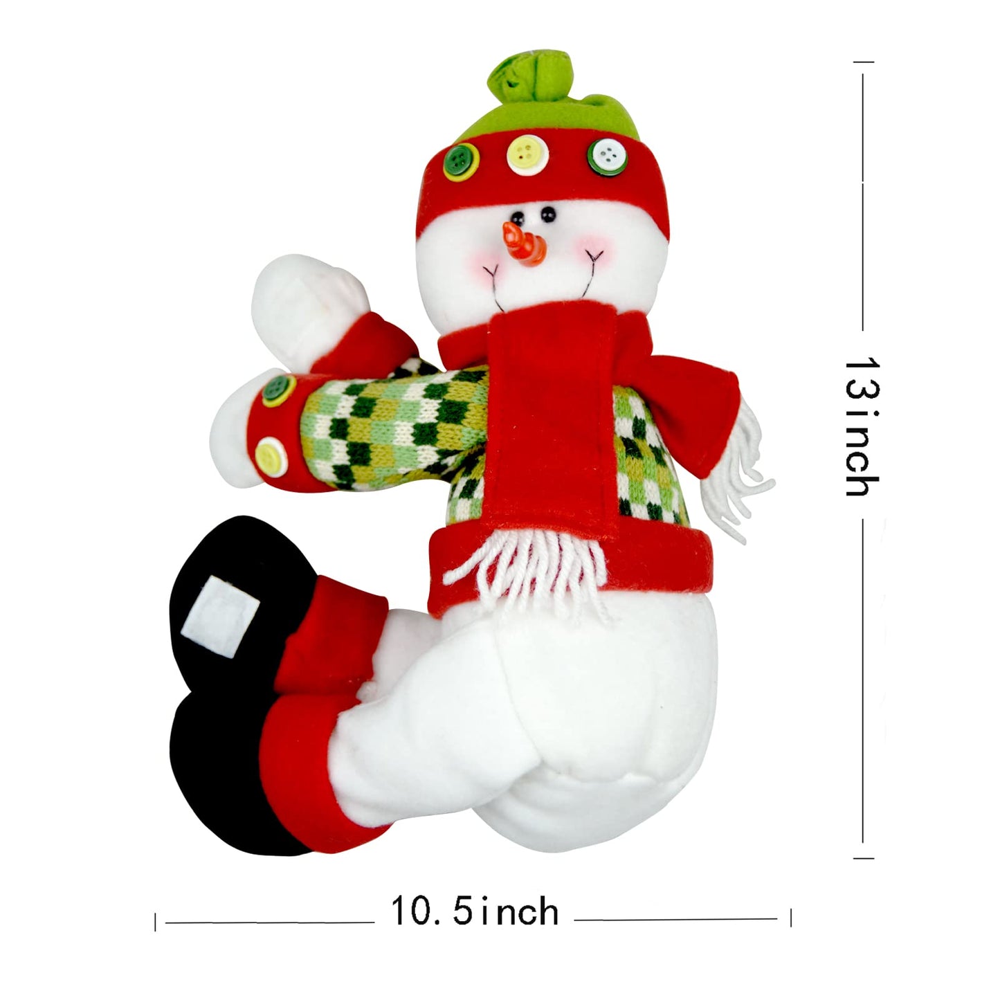 Christmas Tree Topper Snowman,Unique Holiday Xmas Decorations Funny Home Decor,Also Be Used As Curtain Tie and Hugger Wine Bottle,Red White Green