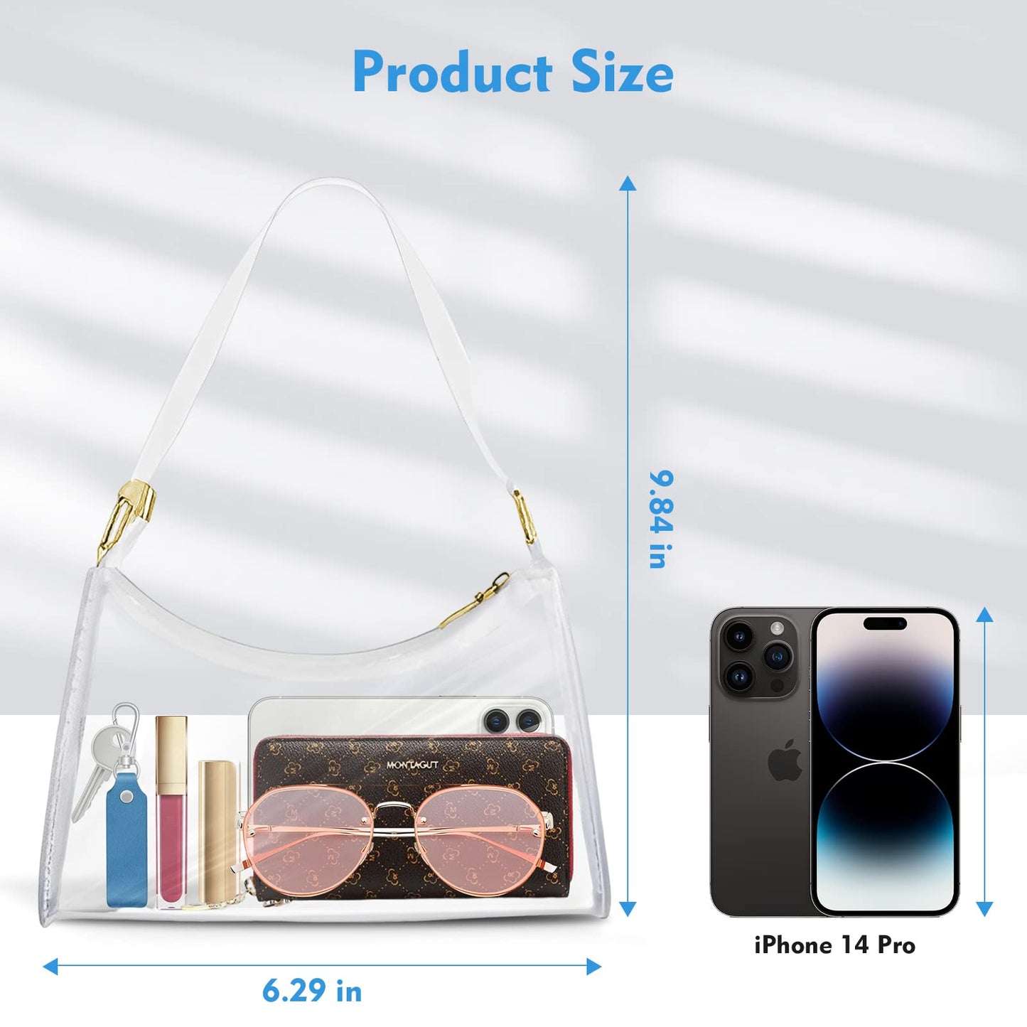 Ginogento Clear Purses for Women Stadium Crossbody,Clear Bag for Stadium Events,Pvc Clear Bag Clear Stadium bag for Concerts,Festivals,Sport Events